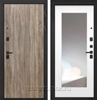 Входная металлическая дверь Интекрон Профит Black зеркало ФЛЗ-120М (Дуб Турин / Белая матовая)