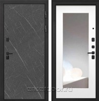 Входная металлическая дверь Интекрон Профит Black зеркало ФЛЗ-120М (Гранит Лава / Белая матовая)