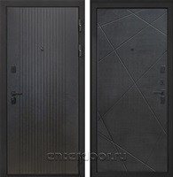Входная металлическая дверь Интекрон Профит Black Лучи-М (Лофт черный / Венге распил кофе)