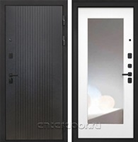 Входная металлическая дверь Интекрон Профит Black зеркало ФЛЗ-120М (Лофт черный / Белая матовая)