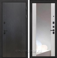 Входная металлическая дверь Интекрон Профит Black зеркало ФЛЗ-516 (Лофт черный / Сосна белая)