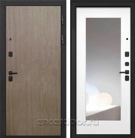Входная металлическая дверь Интекрон Профит Black зеркало ФЛЗ-120М (Шпон Венге коричневый / Белая матовая)