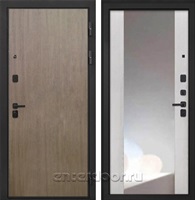 Входная металлическая дверь Интекрон Профит Black зеркало ФЛЗ-516 (Шпон Венге коричневый / Сосна белая)