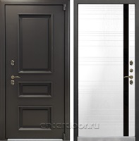 Уличная входная дверь с терморазрывом Лекс Термо Айсберг №31.1 (Муар коричневый / Белый Ясень)