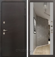Входная дверь с терморазрывом Лекс Термо Сибирь 3К Стиль зеркало Грей софт (панель №116)