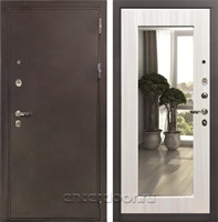 Входная металлическая дверь Лекс 5А Цезарь с зеркалом №37.1 (Медный антик / Сандал белый)