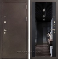 Входная металлическая дверь Лекс 5А Цезарь зеркало №117 (Медный антик / Чёрный кварц)