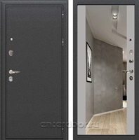 Входная металлическая дверь Лекс Колизей с зеркалом №116 (Антик темное Серебро / Грей софт)