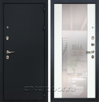 Входная металлическая дверь Лекс Рим Стиль с зеркалом №61 (Черный шелк / Шагрень белая)
