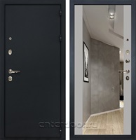 Входная металлическая дверь Лекс Рим Стиль с зеркалом №116 (Черный шелк / Грей софт)