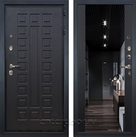 Входная металлическая дверь Лекс Гладиатор 3к с зеркалом №117 (Венге / Чёрный кварц)