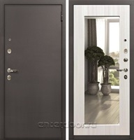 Входная стальная дверь Лекс 1А с зеркалом №37.1 (Медный антик / Сандал белый)