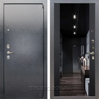 Входная стальная дверь Лекс 3 Барк с зеркалом №117 (Серый букле / Чёрный кварц)