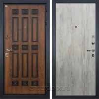 Входная металлическая дверь Лекс Гладиатор 3К №73 Лучия-1 (Винорит Голден патина / Дуб тревис серый)