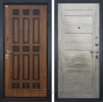 Входная металлическая дверь Лекс Гладиатор 3К №111 Клеопатра (Винорит Голден патина / Дуб тревис серый)