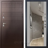 Входная металлическая дверь Лекс Легион с зеркалом №116 (Ясень шоколад / Грей софт)