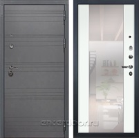 Входная металлическая дверь Лекс Сенатор 3К с зеркалом №61 (Софт графит / Белая шагрень)