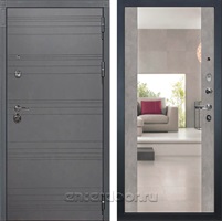 Входная металлическая дверь Лекс Сенатор 3К с зеркалом №102 (Софт графит / Бетон светлый)