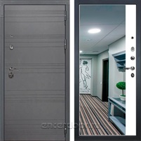 Входная металлическая дверь Лекс Сенатор 3К с зеркалом №109 (Софт графит / Белая шагрень)
