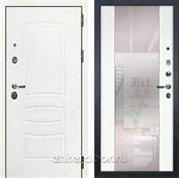 Входная металлическая дверь Лекс Сенатор 3К с зеркалом №61 (Белая шагрень / Белая шагрень)
