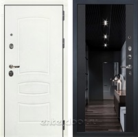 Входная металлическая дверь Лекс Сенатор 3К с зеркалом №117 (Белая шагрень / Чёрный кварц)