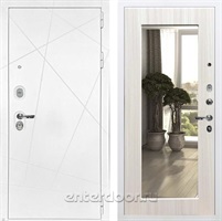 Входная металлическая дверь Лекс Соната с зеркалом №37.1 (Белая шагрень / Сандал белый)