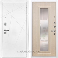 Входная металлическая дверь Лекс Соната с зеркалом №23 (Белая шагрень / Беленый дуб)