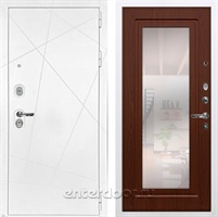 Входная металлическая дверь Лекс Соната с зеркалом №30 (Белая шагрень / Берёза мореная)