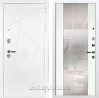 Входная металлическая дверь Лекс Соната с зеркалом №61 (Белая шагрень / Ясень белый)