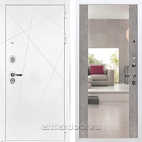 Входная металлическая дверь Лекс Соната с зеркалом №102 (Белая шагрень / Бетон светлый)