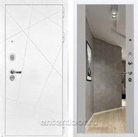 Входная металлическая дверь Лекс Соната с зеркалом №116 (Белая шагрень / Грей софт)