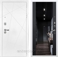 Входная металлическая дверь Лекс Соната с зеркалом №117 (Белая шагрень / Чёрный кварц)