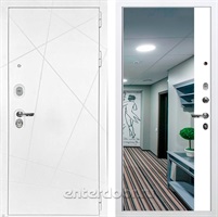 Входная металлическая дверь Лекс Соната с зеркалом №109 (Белая шагрень / Белая шагрень)