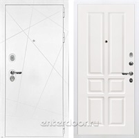 Входная дверь Соната №87 (Белая шагрень / Софт белый снег)
