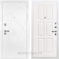 Входная дверь Соната №85 (Белая шагрень / Софт белый снег)