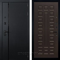 Входная дверь Гранд Рояль №21 (Черный кварц / Венге) для квартиры с шумоизоляцией, толщина полотна 110 мм, толщина металла 1.5 мм, замки 3 и 4-го класса защиты, панели МДФ с двух сторон, чёрная фурнитура