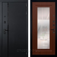Входная металлическая дверь Лекс Гранд Рояль с зеркалом №30 (Черный кварц / Берёза мореная)