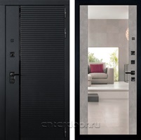 Входная металлическая дверь Лекс Гранд Рояль с зеркалом №102 (Черный кварц / Бетон светлый)