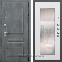 Входная металлическая дверь Лекс Соната с зеркалом №37 (Бетон темный / Ясень белый)