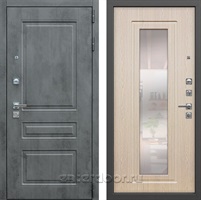 Входная металлическая дверь Лекс Соната с зеркалом №23 (Бетон темный / Беленый дуб)