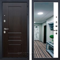 Входная металлическая дверь Лекс Гладиатор 3к Классик с зеркалом №109 (Венге / Белая шагрень)