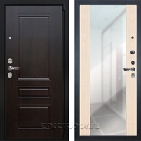 Входная металлическая дверь Лекс Бристоль с зеркалом №45 (Венге / Беленый дуб)