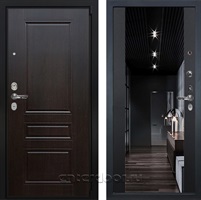 Входная металлическая дверь Лекс Бристоль с зеркалом №117 (Венге / Чёрный кварц)