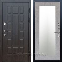 Входная дверь с терморазрывом Престиж 3к с зеркалом Триумф (Венге / Бетон светлый)
