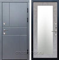 Входная дверь с терморазрывом Нова 3к с зеркалом Триумф (Грей / Бетон светлый)