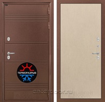 Уличная металлическая дверь Лабиринт Термо Лайт 05 (Антик медный / Венге светлый)