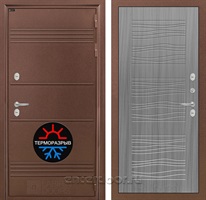 Уличная металлическая дверь Лабиринт Термо Лайт 06 (Антик медный / Сандал серый)