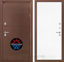 Уличная металлическая дверь Лабиринт Термо Лайт 07 (Антик медный / Белое дерево)