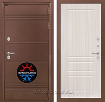 Уличная металлическая дверь Лабиринт Термо Лайт 03 (Антик медный / Сандал белый)