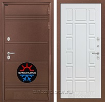 Уличная металлическая дверь Лабиринт Термо Лайт 12 (Антик медный / Белое дерево)